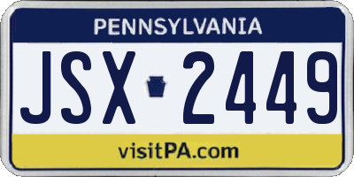 PA license plate JSX2449