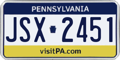 PA license plate JSX2451