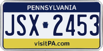 PA license plate JSX2453