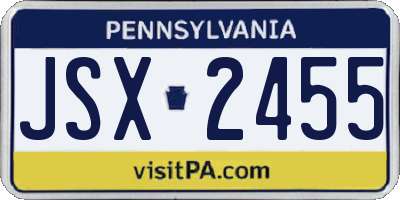 PA license plate JSX2455