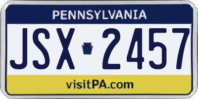 PA license plate JSX2457