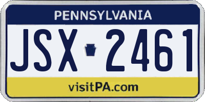 PA license plate JSX2461