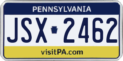 PA license plate JSX2462