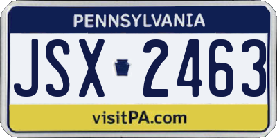 PA license plate JSX2463