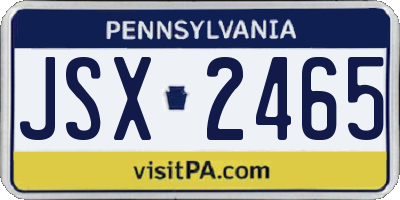 PA license plate JSX2465