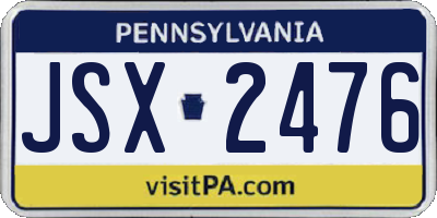 PA license plate JSX2476