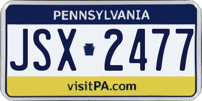 PA license plate JSX2477