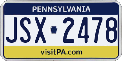 PA license plate JSX2478