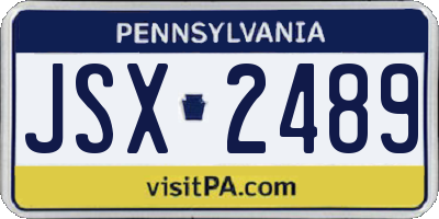 PA license plate JSX2489