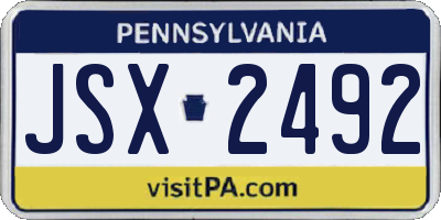 PA license plate JSX2492