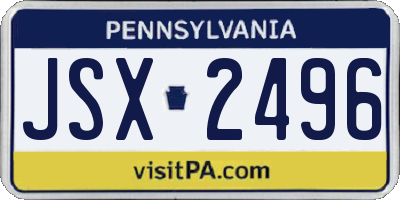 PA license plate JSX2496