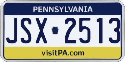 PA license plate JSX2513