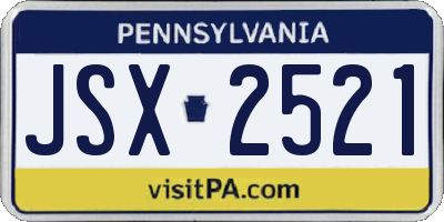 PA license plate JSX2521