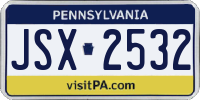 PA license plate JSX2532