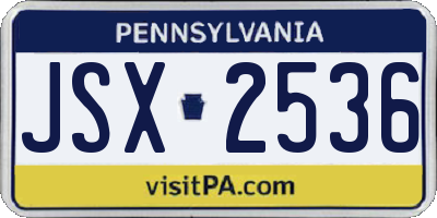 PA license plate JSX2536