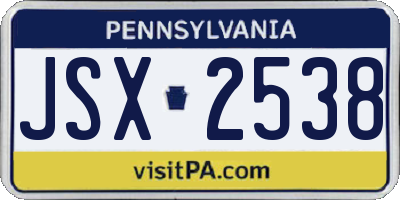 PA license plate JSX2538
