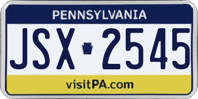PA license plate JSX2545
