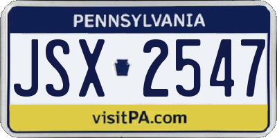 PA license plate JSX2547