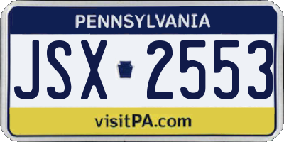 PA license plate JSX2553