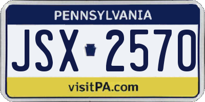 PA license plate JSX2570