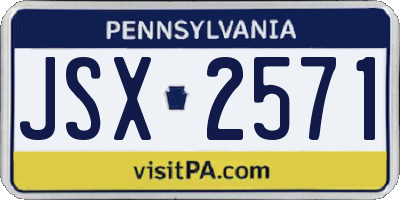 PA license plate JSX2571