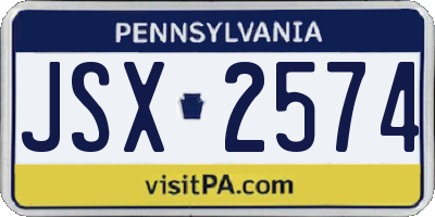 PA license plate JSX2574