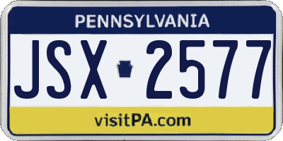 PA license plate JSX2577