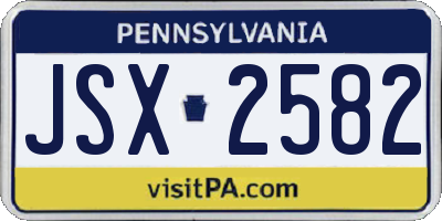 PA license plate JSX2582