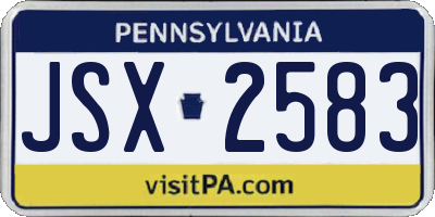 PA license plate JSX2583