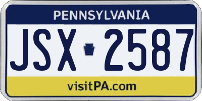 PA license plate JSX2587