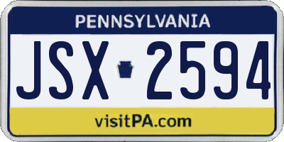 PA license plate JSX2594