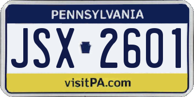 PA license plate JSX2601