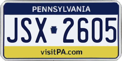 PA license plate JSX2605