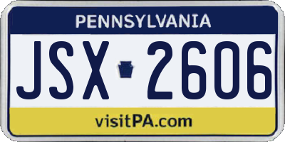 PA license plate JSX2606