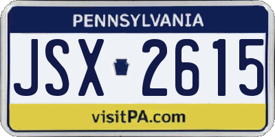 PA license plate JSX2615