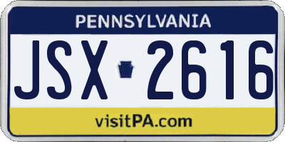 PA license plate JSX2616