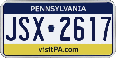 PA license plate JSX2617
