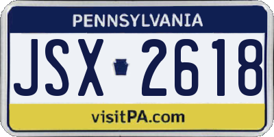 PA license plate JSX2618