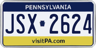 PA license plate JSX2624