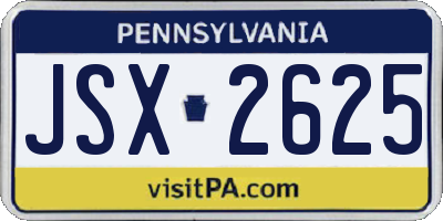 PA license plate JSX2625