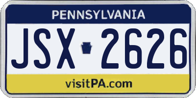 PA license plate JSX2626
