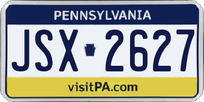PA license plate JSX2627