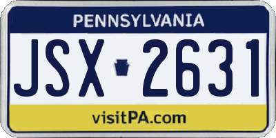 PA license plate JSX2631