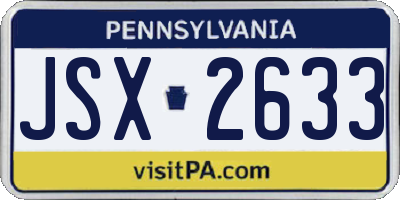 PA license plate JSX2633