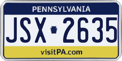 PA license plate JSX2635