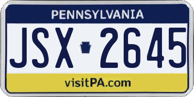 PA license plate JSX2645
