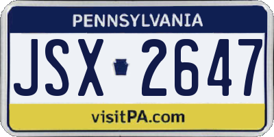 PA license plate JSX2647