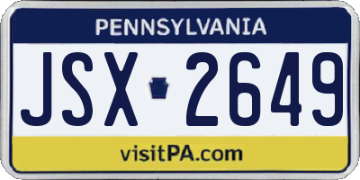 PA license plate JSX2649
