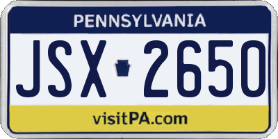 PA license plate JSX2650