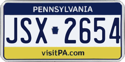 PA license plate JSX2654